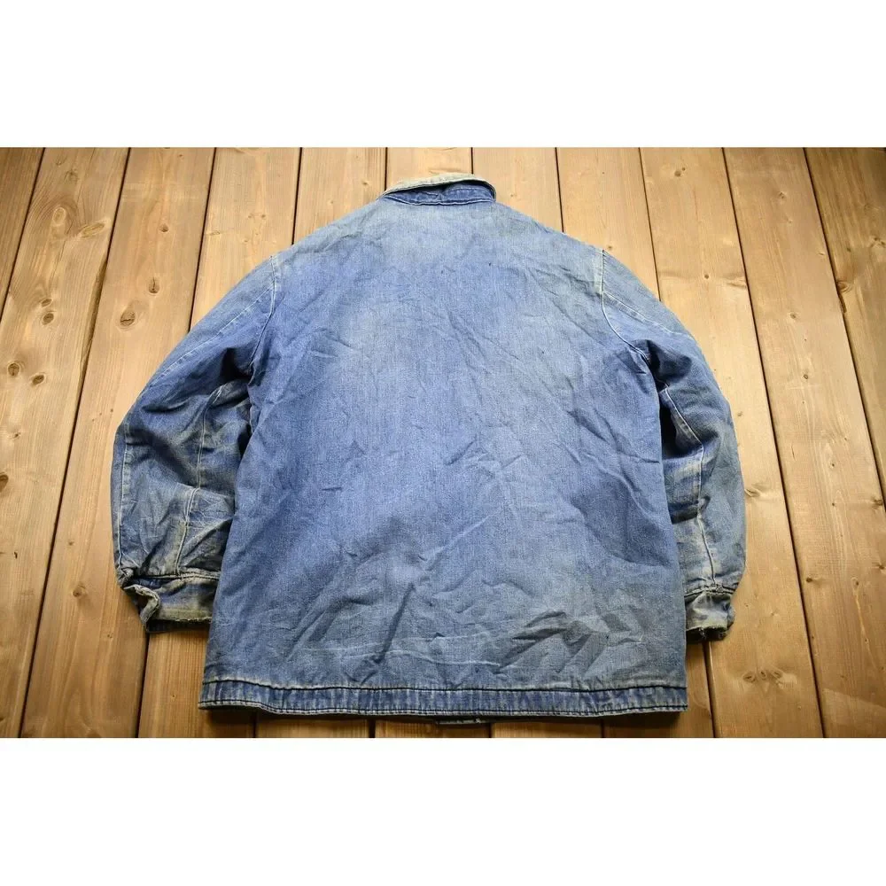 Vintage 1960s Wrangler Denim Jean Chore Coat / Distressed / Made In USA / True V - Picture 2 of 7